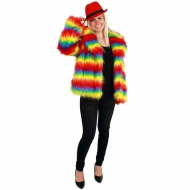 Bontjas gekleurde strepen dames carnavalskleding den bosch