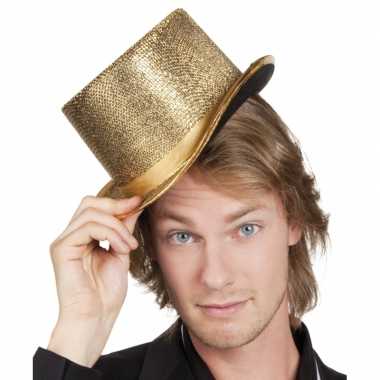 Gouden party hoed glitters carnavalskleding bosch