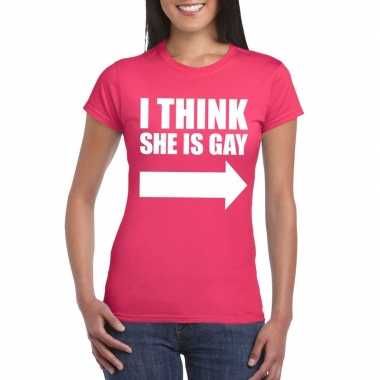 I think she is gay shirt roze dames carnavalskleding den bosch