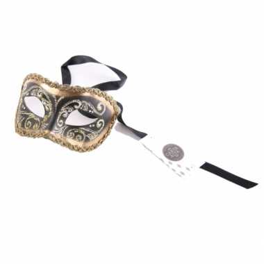 Luxueus italiaans oogmasker goud zwart carnavalskleding Den Bosch