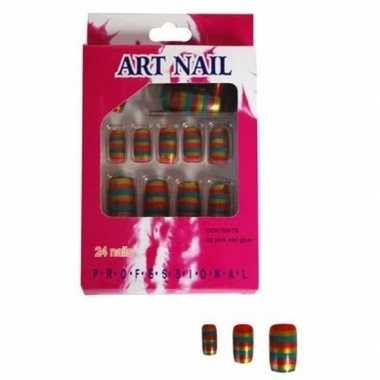 Regenboog nepnagels setje stuks carnavalskleding den bosch