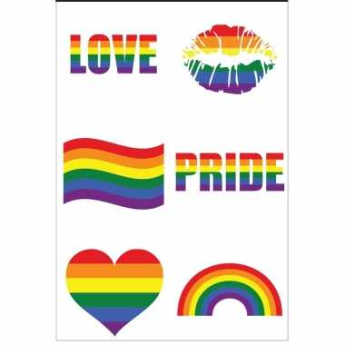 Regenboogvlag kleuren plaktattoos stuks carnavalskleding den bosch