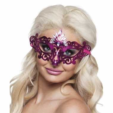 Roze mysterieus oogmasker dames carnavalskleding den bosch