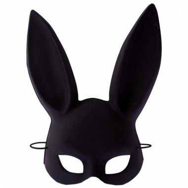 Verkleed zwart konijntje/haasje gezichtsmasker volwassenen carnavalsk