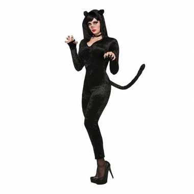 Catwoman/katten carnavalskleding zwart velours den bosch