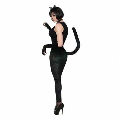 Catwoman katten/poezen carnavalskleding legging zwart staart den bosc