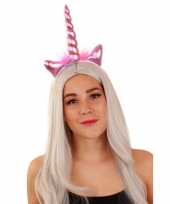 Carnavalskleding eenhoorn diadeem roze dames