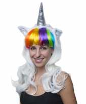 Carnavalskleding eenhoorn pruik oortjes dames