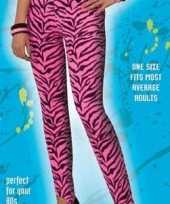 Carnavalskleding fel roze zebra print legging