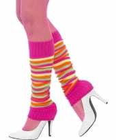 Carnavalskleding felgekleurde verkleed beenwarmers