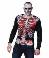 Carnavalskleding fotorealistische zombie skelet shirt