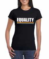 Carnavalskleding gay pride lesbo shirt zwart equality dames