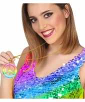 Carnavalskleding gekleurde hippie verkleed ketting peace