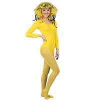 Carnavalskleding gele panty bij body