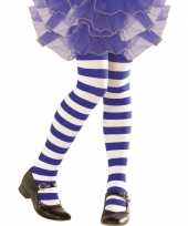 Carnavalskleding gestreepte panty peuters blauw wit