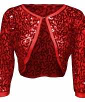 Carnavalskleding glitter pailletten bolero rood dames