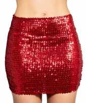 Carnavalskleding glitter pailletten stretch rokje rood dames
