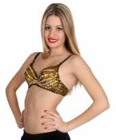 Carnavalskleding gouden bh top pailletten
