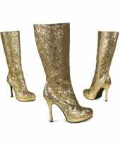 Carnavalskleding gouden glitter laarzen