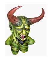 Carnavalskleding groen monster masker hoorns