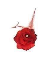 Carnavalskleding haarspel rode bloem