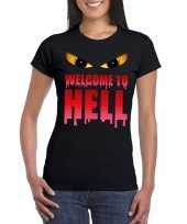 Carnavalskleding halloween duivel shirt zwart dames welcome to hell