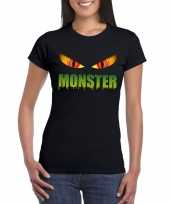 Carnavalskleding halloween monsterogen shirt zwart dames
