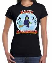 Carnavalskleding happy halloween horror heks shirt zwart dames