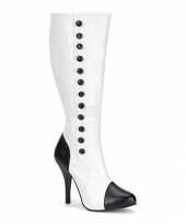 Carnavalskleding hoge dames laarzen zwart wit