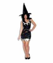 Carnavalskleding kort heksen jurkje zwart zilver