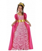 Carnavalskleding lange roze prinsessen jurk kinderen