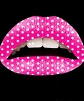 Carnavalskleding lipstickers roze witte stippen