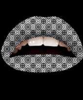 Carnavalskleding lipstickers zwart wit motief