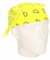 Carnavalskleding neon gele hoofddoek bandana