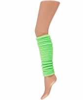 Carnavalskleding neon groene beenwarmers pluche