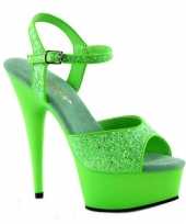Carnavalskleding neon groene hoge glitter hakken caydence