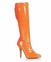 Carnavalskleding oranje hoge dames laarzen