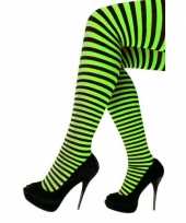 Carnavalskleding panty zwart groene streep