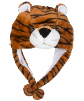 Carnavalskleding pluche tijger kindermuts flapjes