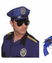 Carnavalskleding politie verkleed accessoires petje speelgoed pistool