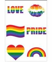 Carnavalskleding regenboogvlag kleuren plaktattoos stuks