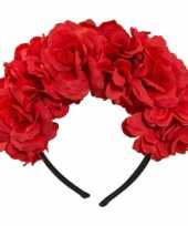 Carnavalskleding rode bloemen tiara