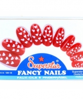 Carnavalskleding rode nepnagels hartjes