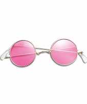 Carnavalskleding roze hippie bril