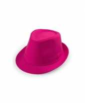 Carnavalskleding roze hoed trilby model