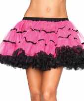 Carnavalskleding satin petticoat luxe fuchsia zwart
