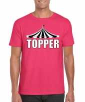 Carnavalskleding toppers pretty pink shirt topper witte letters heren