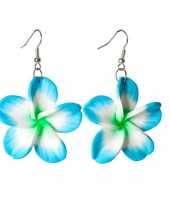 Carnavalskleding tropische bloem oorbellen blauw