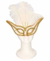 Carnavalskleding venetiaanse oogmaskers wit goud volwassenen
