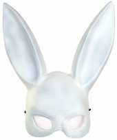 Carnavalskleding verkleed wit konijntje haasje gezichtsmasker volwassenen